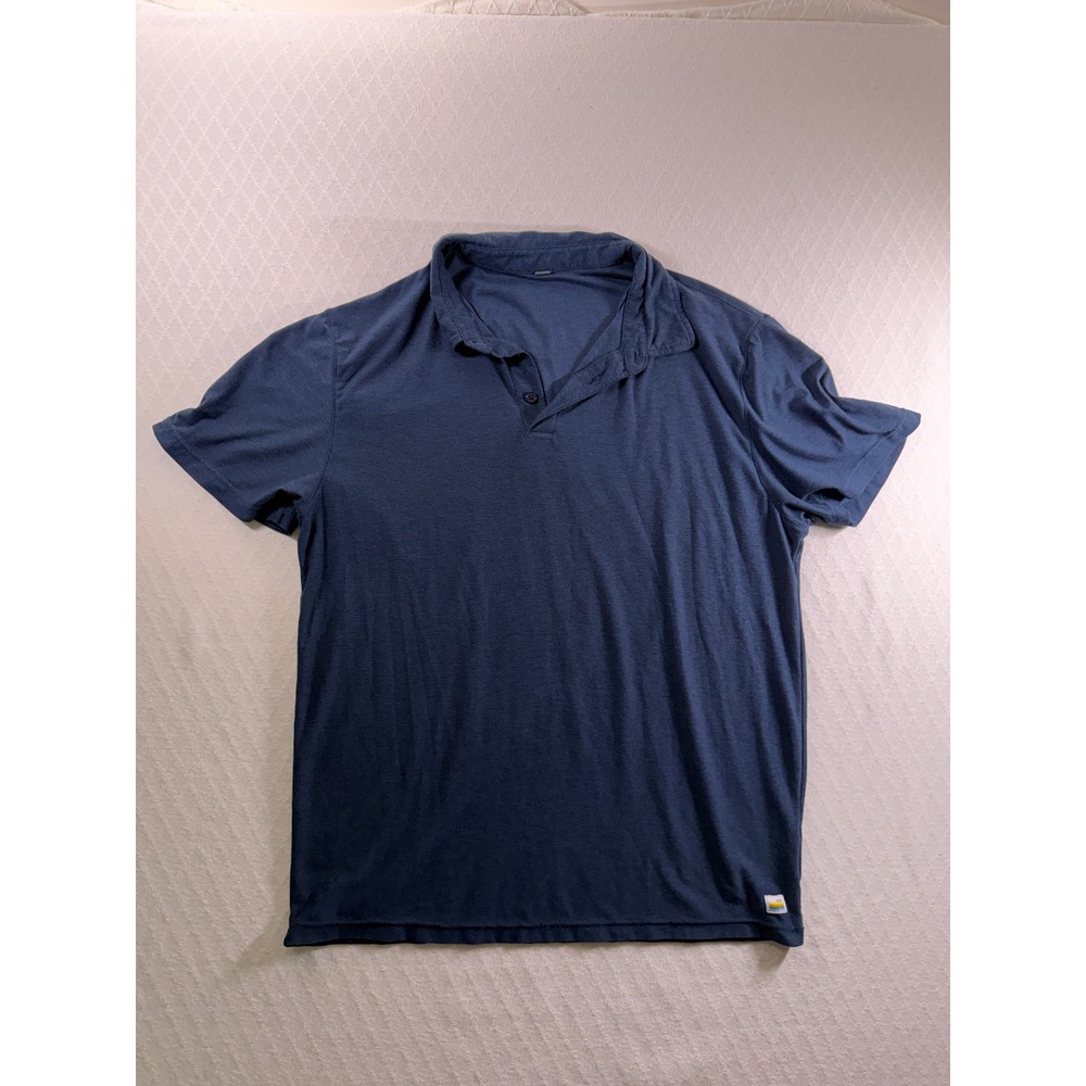 Vuori Strato Tech Polo Short Sleeve Navy Heather Knit Gorpcore Medium